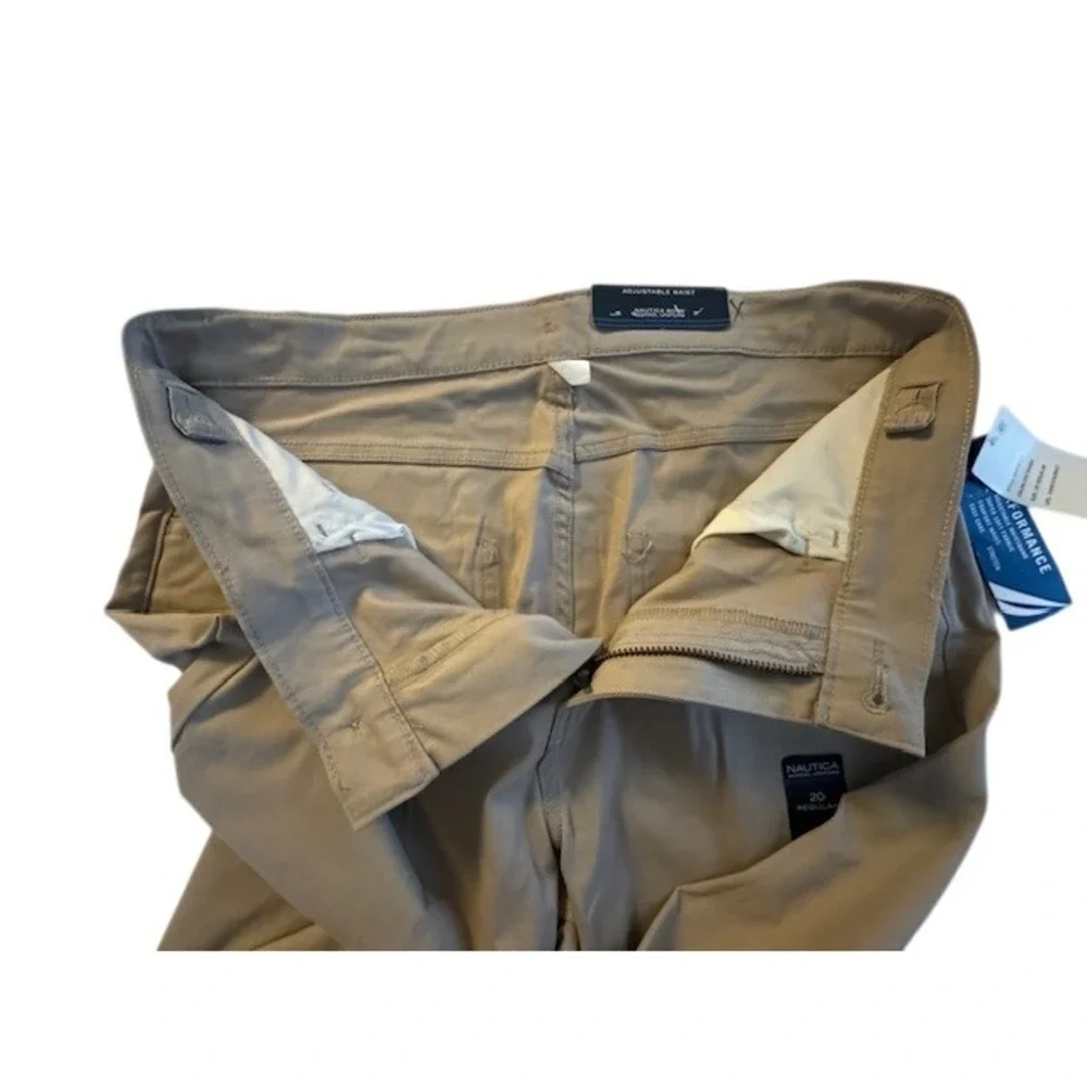 NWT Nautica Boys Adjustable Waist Khaki School Uniform Pants - 20 Regular - Picture 9 of 12